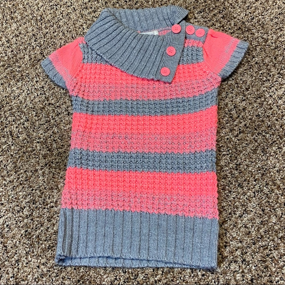 Toddler Girl 24mo Pink + Grey Sweater Dress or Tunic with Metallic Bling…